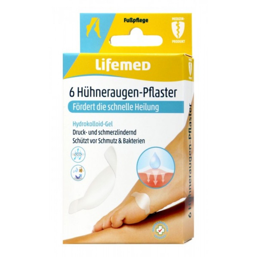 Lifemed Hühneraugen Pflaster 6 Τεμάχια – Επιθέματα Αφαίρεσης Κάλων με Σαλικυλικό Οξύ Περιποίηση Άκρων 