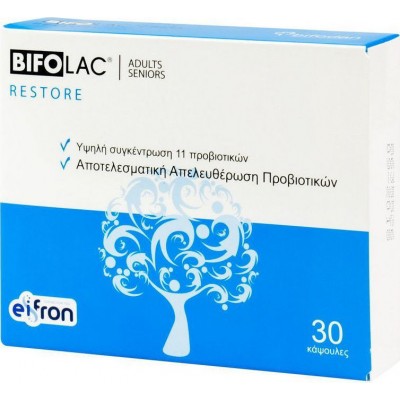 Bifolac Restore 30 Κάψουλες – Κλινικά Ελεγμένα Προβιοτικά για την Αποκατάσταση της Εντερικής Μικροχλωρίδας