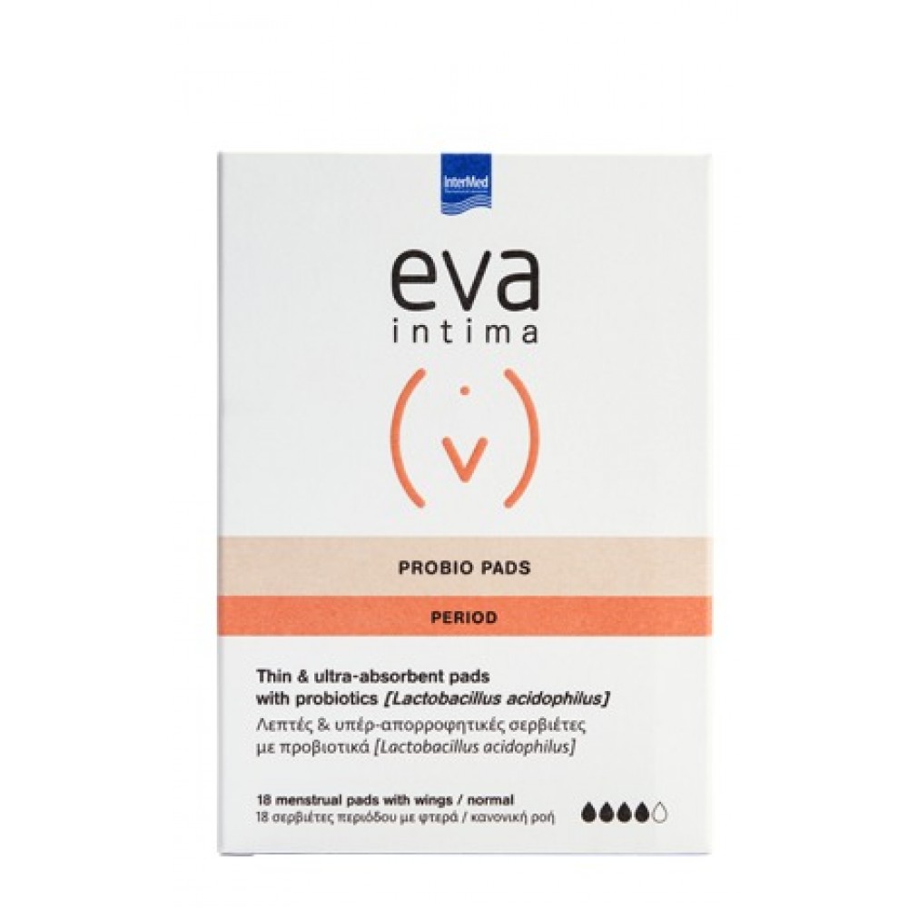 Eva Intima Probio Pads – Κανονικής Ροής 18 τμχ | Σερβιέτες με Προβιοτικά για την Ευαίσθητη Περιοχή Ευαίσθητη Περιοχή 
