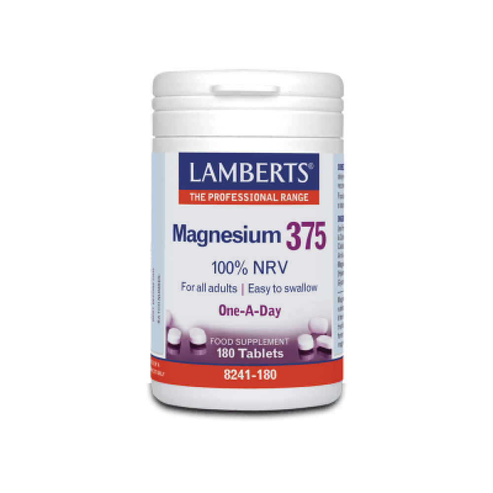 Lamberts Magnesium 375mg – Μαγνήσιο για Μυϊκή Λειτουργία, Ενέργεια & Νευρικό Σύστημα | 190 Ταμπλέτες Συμπληρώματα διατροφής