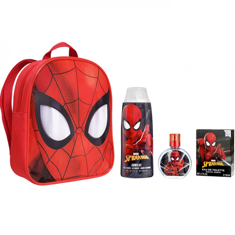 Σετ Spiderman Σακίδιο Πλάτης, Eau de Toilette 50ml & Αφρόλουτρο Σώματος 300ml, 1σετ Παιδικά