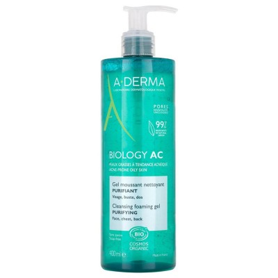 A-Derma BIOLOGY AC Αφρίζον Ζελ Καθαρισμού 400ml – Καθαρισμός & Εξυγίανση για Λιπαρό ή Ακνεϊκό Δέρμα