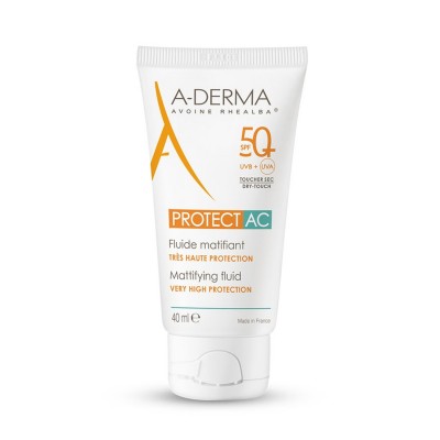 A-Derma PROTECT AC Αντηλιακή Κρέμα Προσώπου Ματ SPF 50+ 40ml για Λιπαρό και Ευαίσθητο Δέρμα