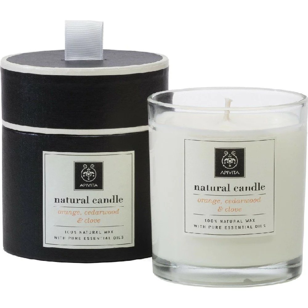 Apivita Natural Candle Orange, Cedarwood & Clove – Φυσικό Αρωματικό Κερί με Πορτοκάλι, Κέδρο & Γαρύφαλλο 235g Καλλυντικά