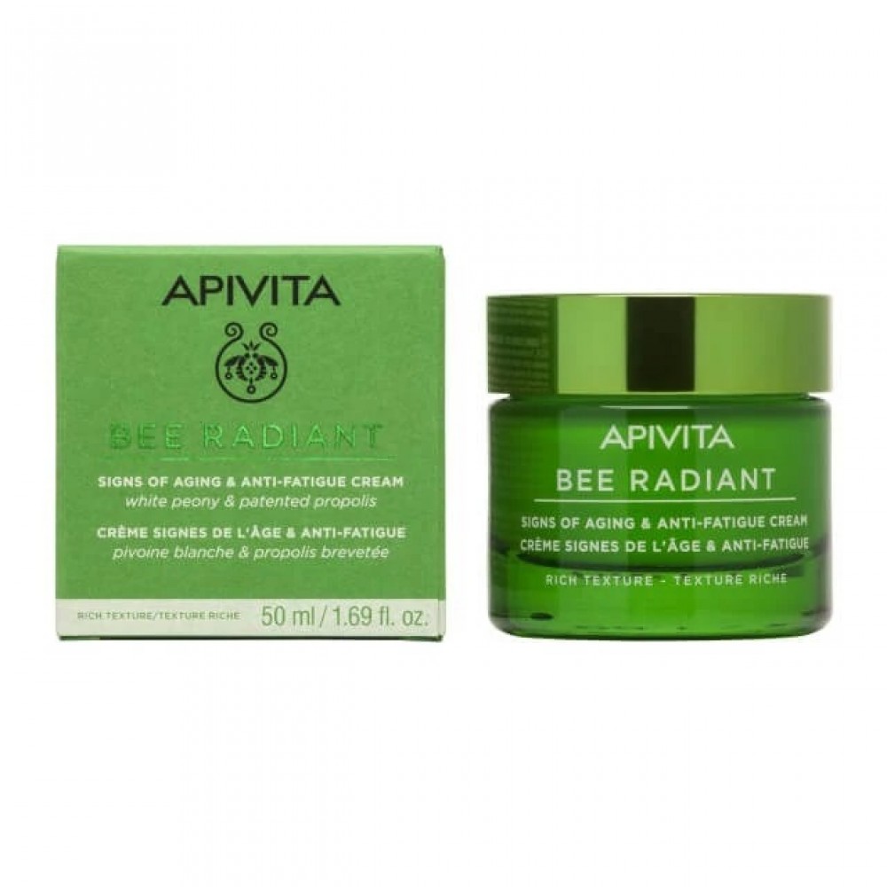 Apivita Bee Radiant Rich Texture 50ml – Κρέμα Αντιγήρανσης για Λάμψη & Αναζωογόνηση με Πλούσια Υφή Καλλυντικά