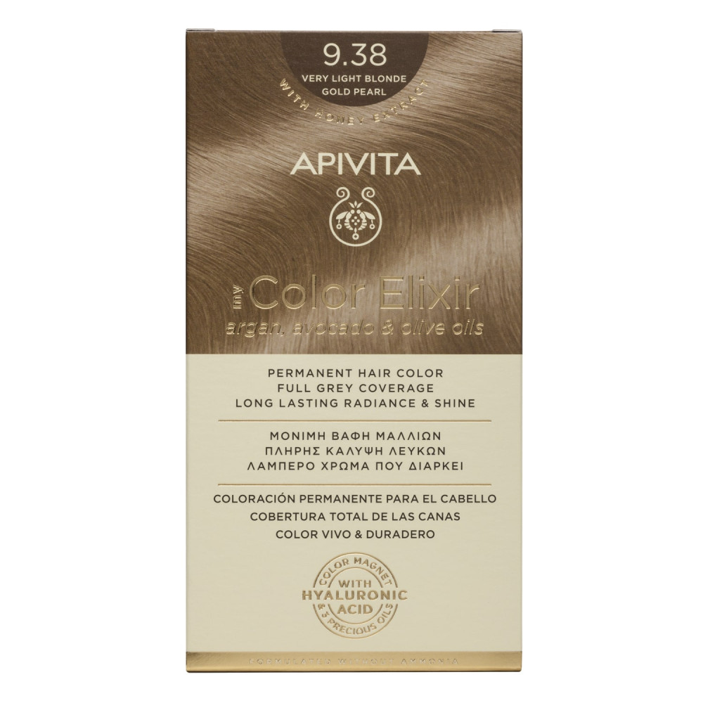 Apivita My Color Elixir 9.38 Βαφή Μαλλιών Ξανθό Πολύ Ανοιχτό Μελί Περλέ – Μόνιμη Φυτική Βαφή Χωρίς Αμμωνία Φροντίδα μαλλιών
