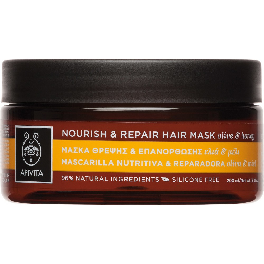 Apivita Nourish & Repair Μάσκα Μαλλιών με Ελιά & Μέλι 200ml – Θρέψη & Επανόρθωση για Ξηρά Μαλλιά Φροντίδα μαλλιών