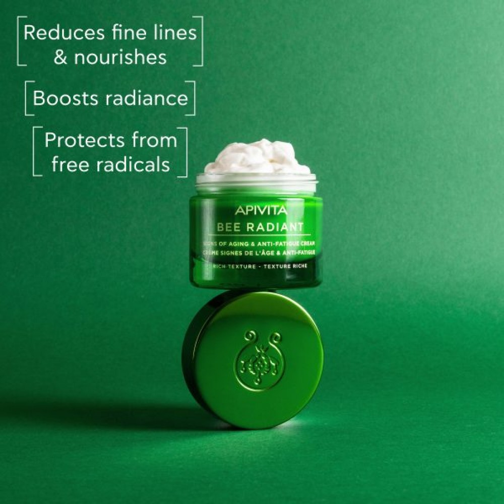 Apivita Bee Radiant Rich Texture 50ml – Κρέμα Αντιγήρανσης για Λάμψη & Αναζωογόνηση με Πλούσια Υφή Καλλυντικά