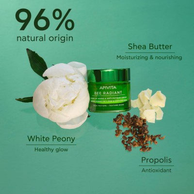 Apivita Bee Radiant Rich Texture 50ml – Κρέμα Αντιγήρανσης για Λάμψη & Αναζωογόνηση με Πλούσια Υφή