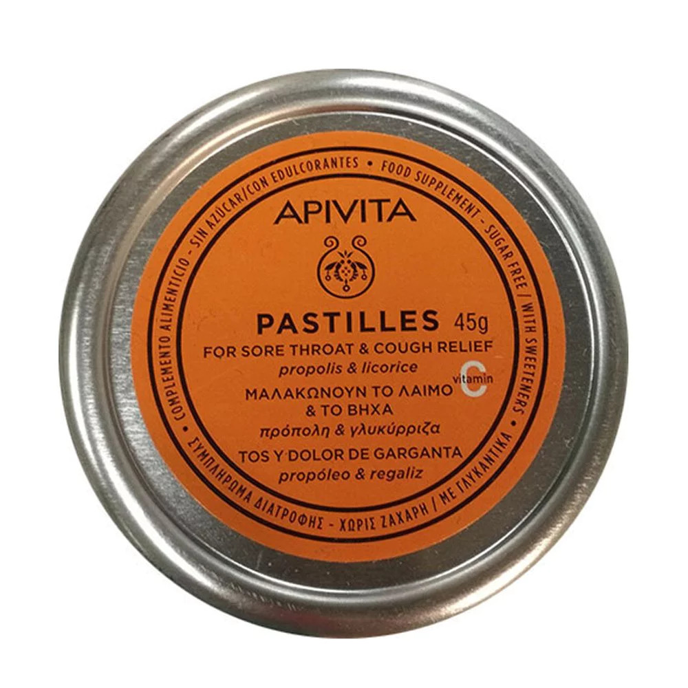 Apivita Pastilles με Πρόπολη & Γλυκύρριζα – Φυσικές Καραμέλες για Βήχα & Πονόλαιμο 45g Κρυολόγημα