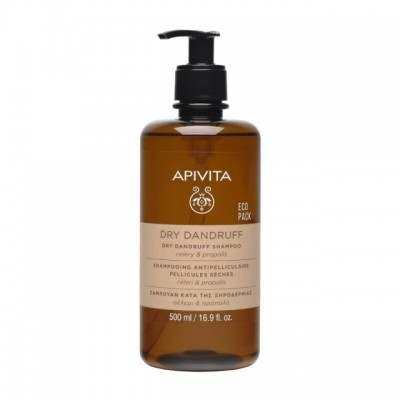 Apivita Dry Dandruff Shampoo 500ml – Σαμπουάν με Σέλερι & Πρόπολη για Ξηροδερμία και Φαγούρα
