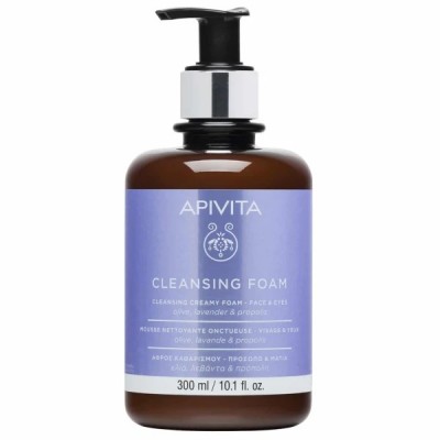 Apivita Cleansing Κρεμώδης Αφρός Καθαρισμού 300ml – Για Πρόσωπο & Μάτια με Ελιά & Λεβάντα