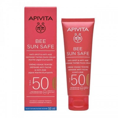 Apivita Bee Sun Safe Anti-Spot & Anti-Age SPF50 Golden: Αντηλιακή Κρέμα με Χρώμα κατά των Πανάδων & των Ρυτίδων 50ml