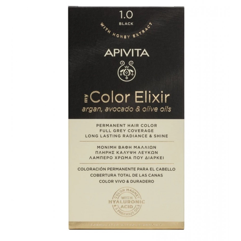 Apivita My Color Elixir 1.0 Μαύρο – Φυτική Μόνιμη Βαφή Μαλλιών Χωρίς Αμμωνία για Έντονο Βαθύ Χρώμα Φροντίδα μαλλιών