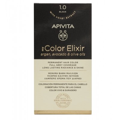 Apivita My Color Elixir 1.0 Μαύρο – Φυτική Μόνιμη Βαφή Μαλλιών Χωρίς Αμμωνία για Έντονο Βαθύ Χρώμα