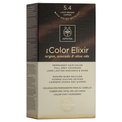 Apivita My Color Elixir 5.4 Καστανό Ανοιχτό Χάλκινο – Φυτική Βαφή Μαλλιών χωρίς Αμμωνία για Θερμό, Λαμπερό Αποτέλεσμα