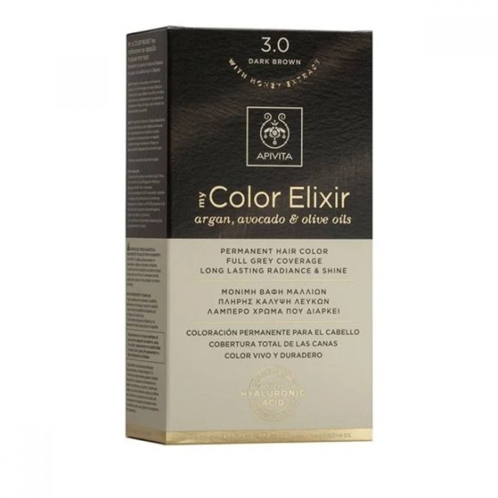 Apivita My Color Elixir 3.0 Καστανό Σκούρο – Μόνιμη Βαφή Μαλλιών Χωρίς Αμμωνία με Φυσικά Έλαια Φροντίδα μαλλιών