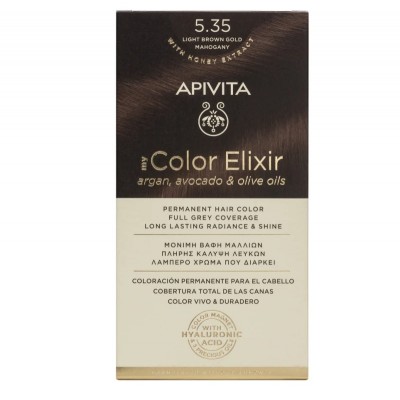 Apivita My Color Elixir 5.35 Καστανό Ανοιχτό Μελί Μαονί – Μόνιμη Βαφή Χωρίς Αμμωνία για Θερμό, Πολυτονικό Χρώμα