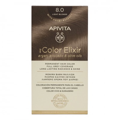 Apivita My Color Elixir Βαφή Μαλλιών 8.0 Ξανθό Ανοιχτό – Μόνιμη Φυτική Βαφή με Έλαια