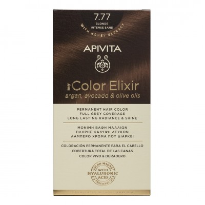 Apivita My Color Elixir 7.77 Ξανθό Έντονο Μπεζ – Μόνιμη Βαφή Μαλλιών Χωρίς Αμμωνία με Έλαια Ελιάς, Argan & Αβοκάντο