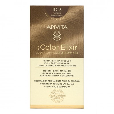 Apivita My Color Elixir 10.3 Κατάξανθο Χρυσό – Μόνιμη Βαφή Μαλλιών Χωρίς Αμμωνία με Φυσικά Έλαια για Λάμψη & Θρέψη