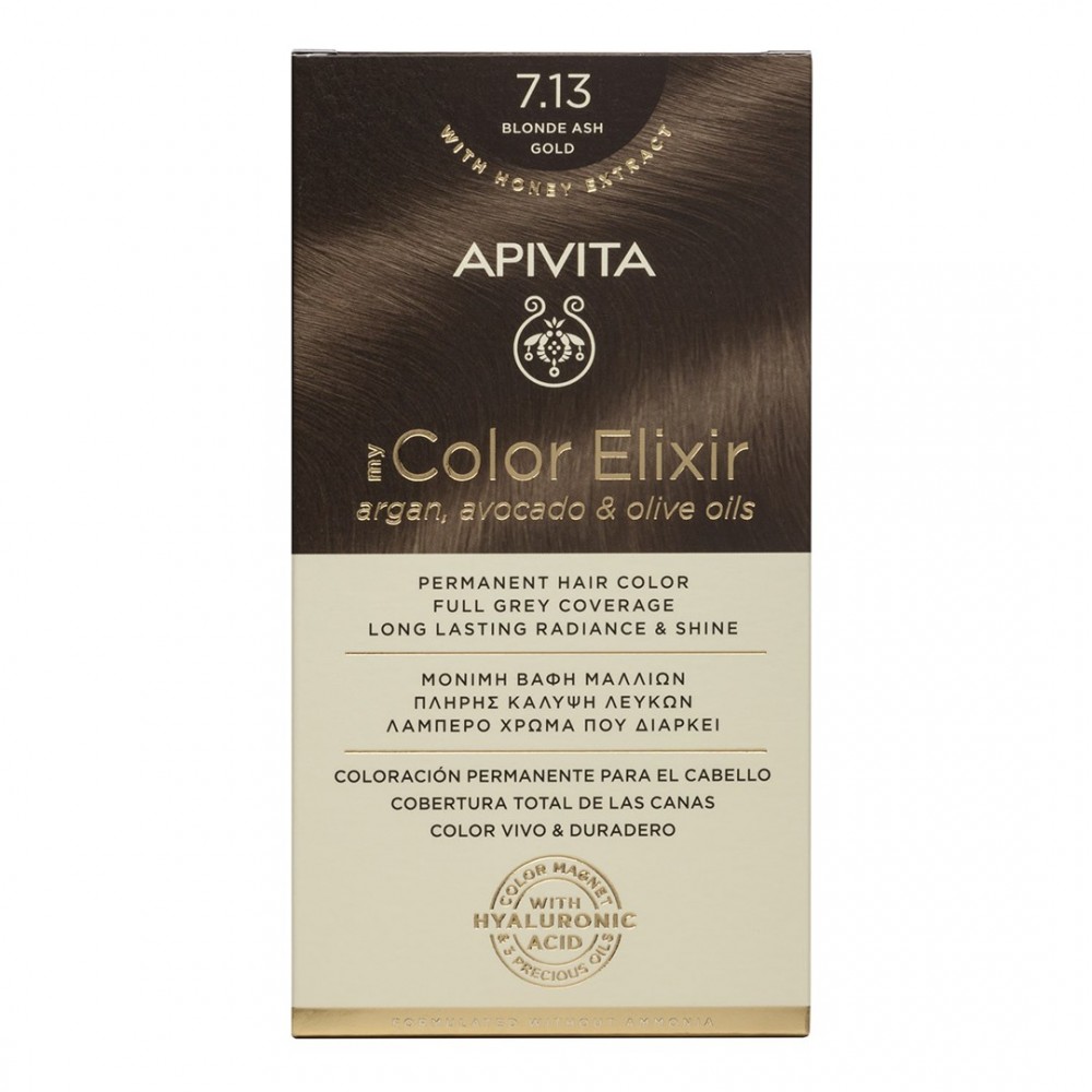 Apivita My Color Elixir Βαφή Μαλλιών 7.13 Ξανθό Σαντρέ Μελί – Μόνιμη Φυτική Βαφή με Έλαια 50+75+30ml Φροντίδα μαλλιών