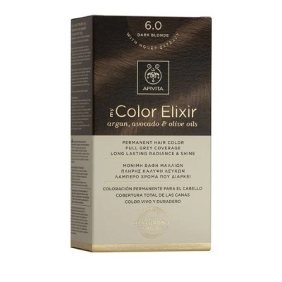 Apivita My Color Elixir 6.0 Ξανθό Σκούρο – Μόνιμη Φυτική Βαφή Μαλλιών χωρίς Αμμωνία & με Φυσικά Έλαια