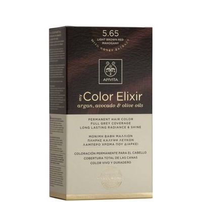 Apivita My Color Elixir 5.65 Καστανό Ανοιχτό Κόκκινο Μαονί – Φυτική Μόνιμη Βαφή Μαλλιών χωρίς Αμμωνία για Πλούσιο Ζεστό Χρώμα