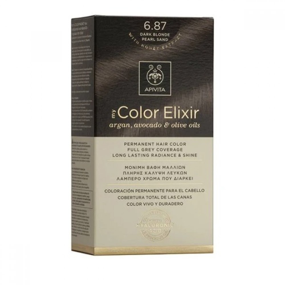 Apivita My Color Elixir 6.87 Ξανθό Σκούρο Περλέ Μπεζ – Μόνιμη Βαφή Μαλλιών Χωρίς Αμμωνία με Φυσικά Έλαια Φροντίδα μαλλιών