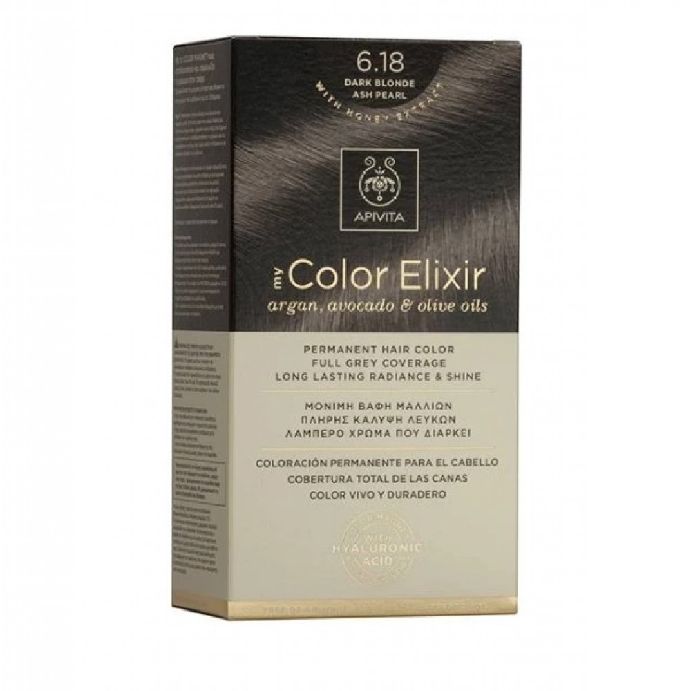 Apivita My Color Elixir 6.18 Ξανθό Σκούρο Σαντρέ Περλέ – Μόνιμη Βαφή Μαλλιών Χωρίς Αμμωνία με Φυσικά Έλαια Φροντίδα μαλλιών