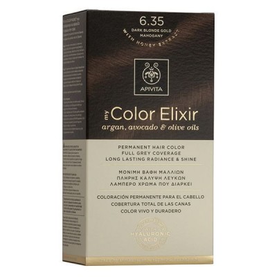 Apivita My Color Elixir 6.35 Ξανθό Σκούρο Μελί Μαονί – Μόνιμη Φυτική Βαφή Μαλλιών Χωρίς Αμμωνία με Έντονο Ζεστό Τόνο