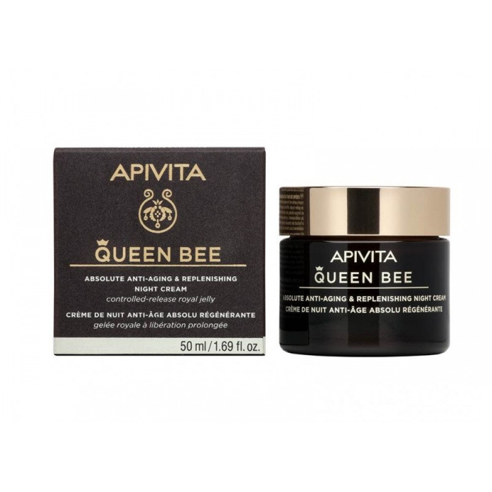 Apivita Queen Bee Κρέμα Νυχτάς Απόλυτης Αντιγήρανσης με Βασιλικό Πολτό Ελεγχόμενης Αποδέσμευσης 50ml Καλλυντικά