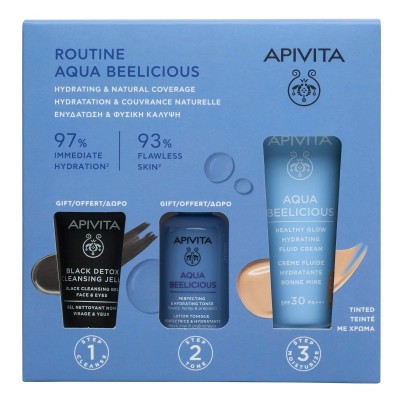 Apivita Aqua Beelicious Healthy Glow SPF30 Με Χρώμα – Δώρο Black Detox Gel 15ml & Hydrating Toner 50ml