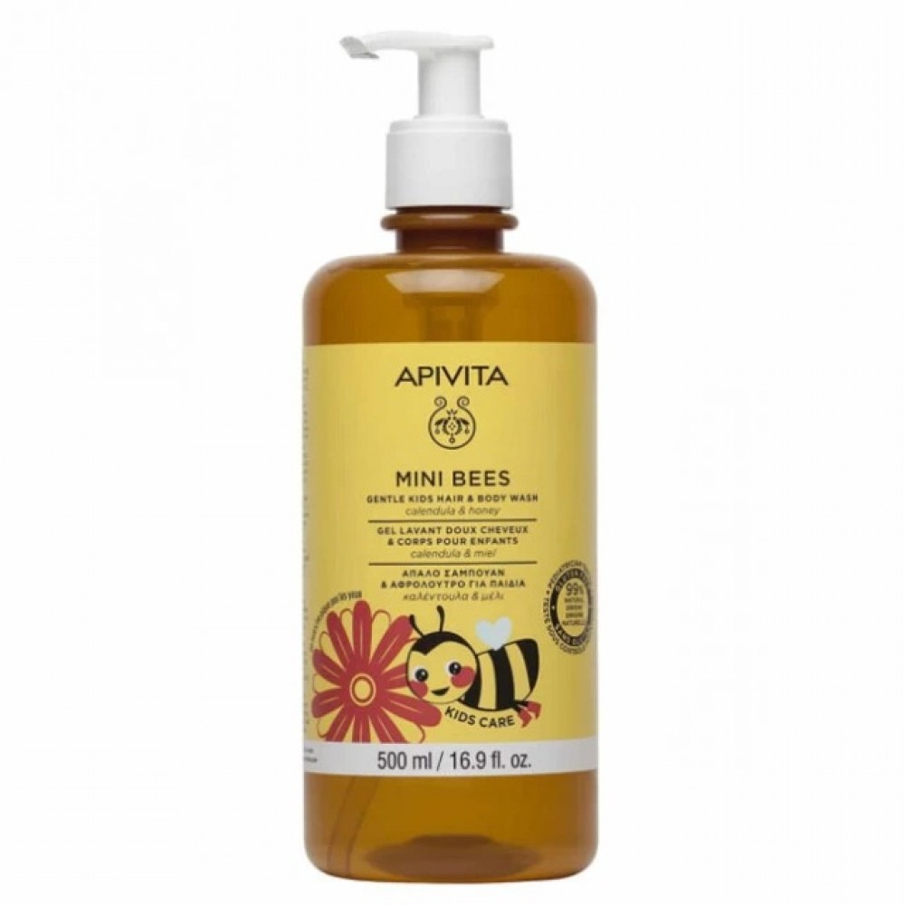 Apivita Mini Bees Απαλό Σαμπουάν & Αφρόλουτρο για Παιδιά με Καλέντουλα & Μέλι | 500ml Φροντίδα παιδιού