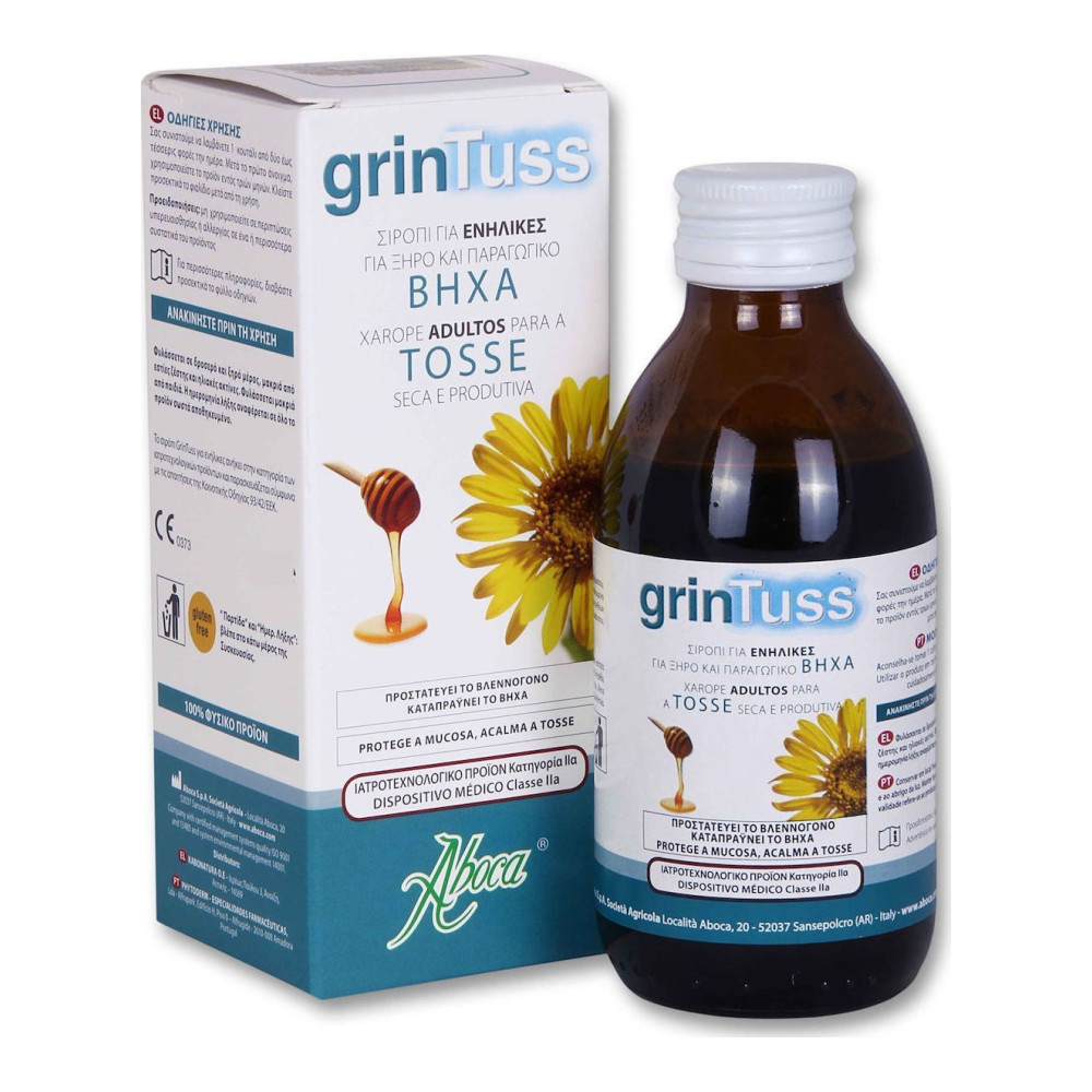 Aboca Grintuss Adult Σιρόπι Ενηλίκων για Ξηρό και Παραγωγικό Βήχα 180g Κρυολόγημα