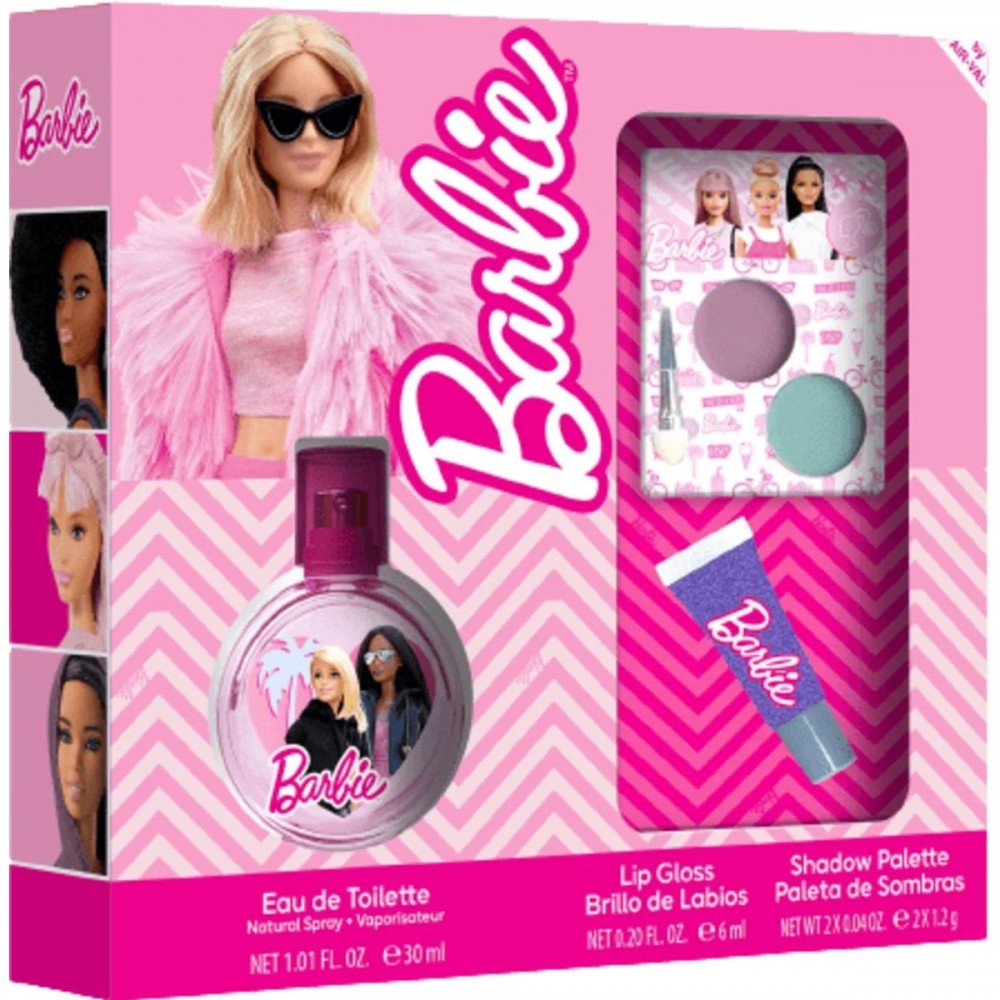 Air-Val Barbie Σετ Άρωμα EDT 30ml, Lipgloss & Σκιές – Ο Κόσμος της Ομορφιάς Ξεκινά Εδώ! Μαμά & παιδί