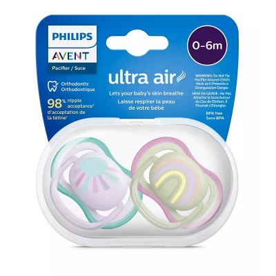 Avent Πιπίλες Ultra Air Rainbow 0–6 Μηνών – 2 Τεμάχια