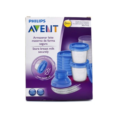 Avent Δοχεία Μητρικού Γάλακτος – Σετ 10x180ml με Καπάκι