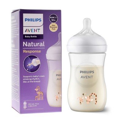 Avent Natural Response Πλαστικό Μπιμπερό Καμηλοπάρδαλη 1m+ 260 ml