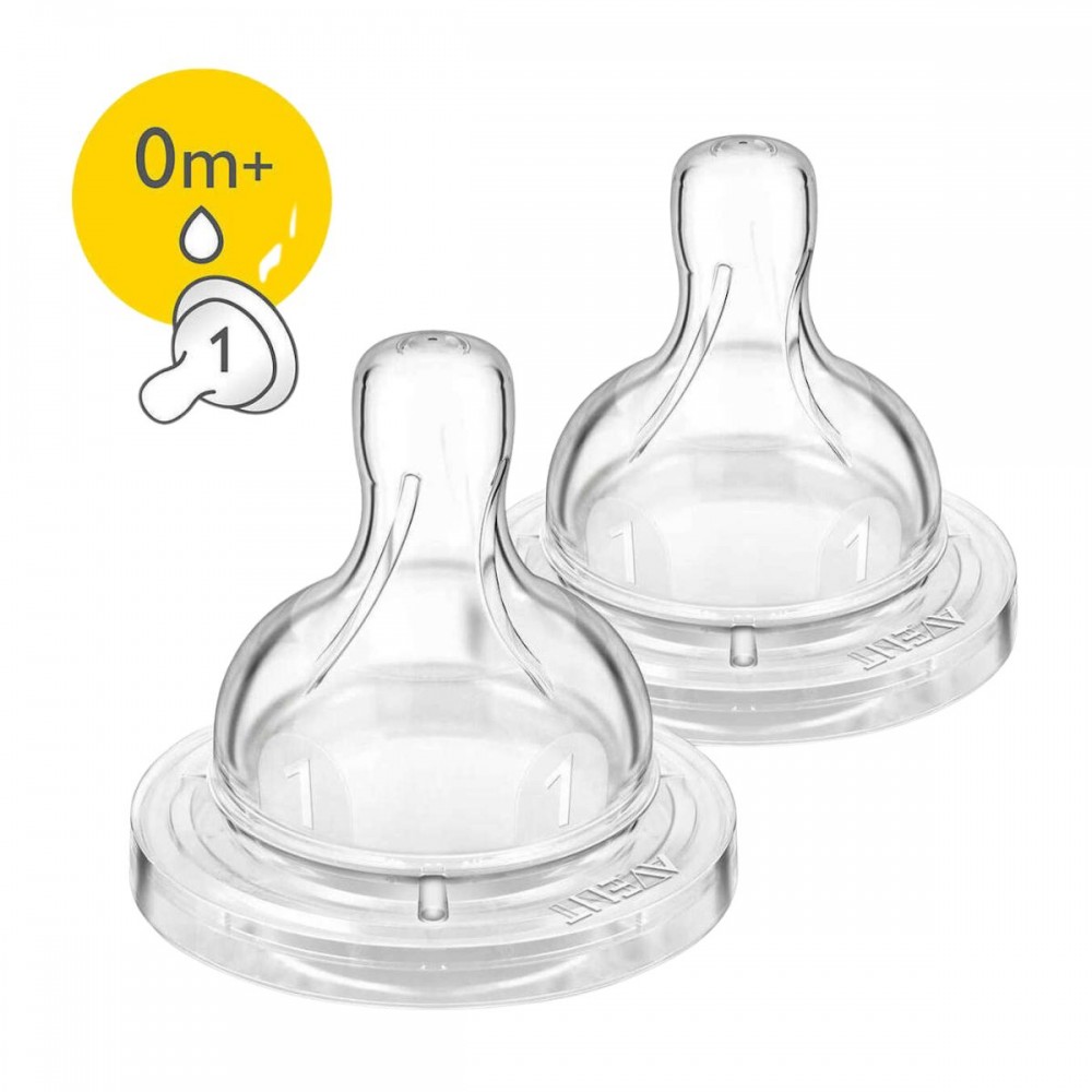 Philips Avent Θηλές Σιλικόνης Αργής Ροής 0m+ (2τμχ) Βρεφανάπτυξη