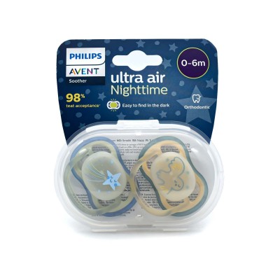 Avent Ultra Air Night Πιπίλες 0–6 Μηνών – Κουκουβάγια & Αστέρι (2 Τεμ.)