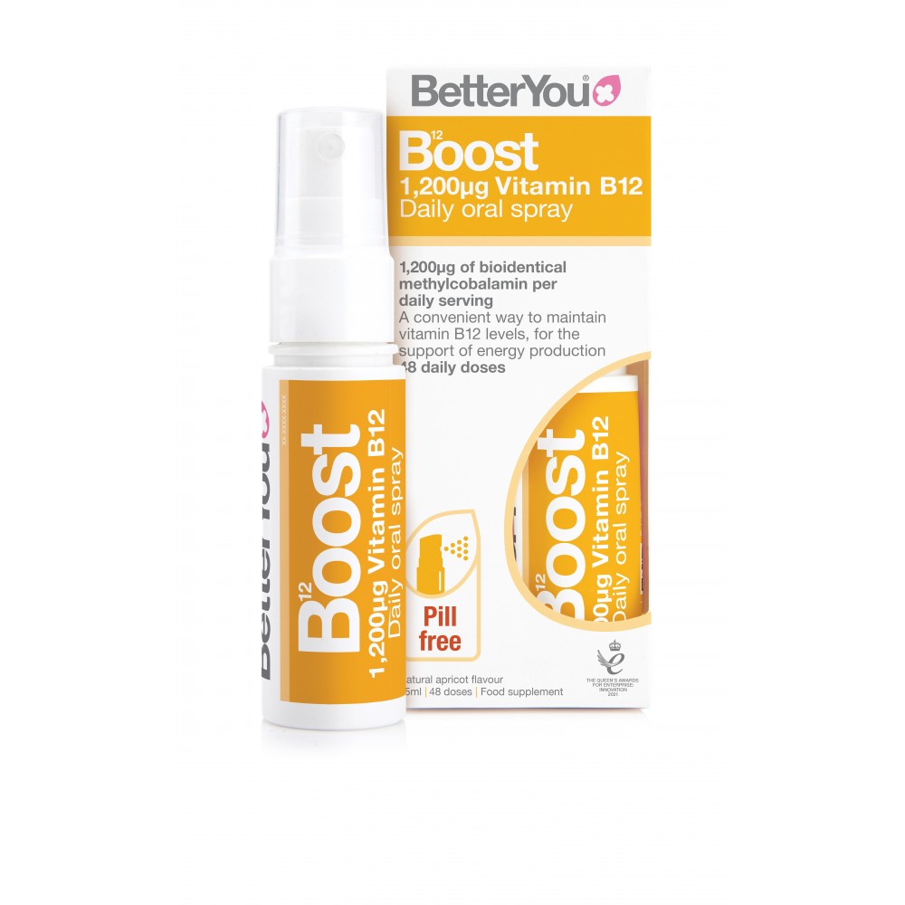BetterYou Boost B12 Daily Oral Spray – Σπρέι Βιταμίνης B12 για Ενέργεια, Νευρικό Σύστημα & Απορρόφηση Συμπληρώματα διατροφής