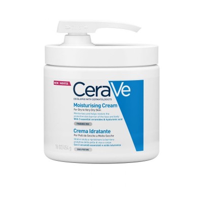 CeraVe Moisturising Cream με Αντλία – Πλούσια Ενυδατική Κρέμα για Πρόσωπο & Σώμα με Κεραμίδια & Υαλουρονικό Οξύ (454g)