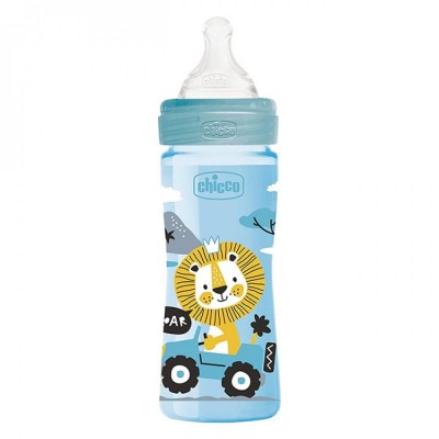 Chicco Well-Being Μπιμπερό Πλαστικό 250ml Σιέλ – Θηλή Σιλικόνης Μέτριας Ροής για Βρέφη 2m+