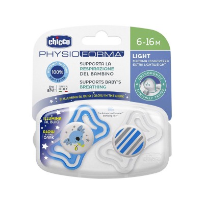 Chicco PhysioForma Light Πιπίλα Σιλικόνης Μπλε 6-16m – Ορθοδοντικός Σχεδιασμός & Εξαιρετικά Ελαφριά (1τμχ)