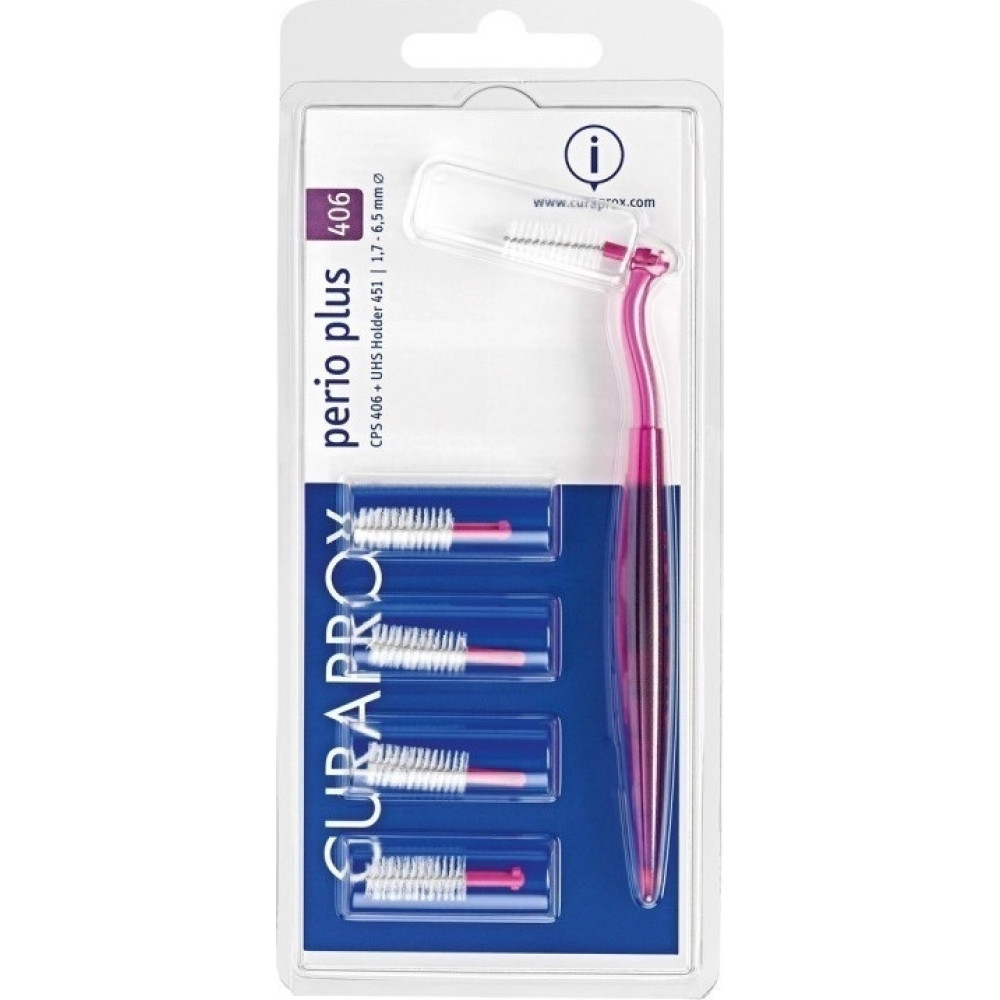 Curaprox Perio Plus 406 Μεσοδόντια Βουρτσάκια Φούξια – 0.7mm με Λαβή για Απόλυτο Καθαρισμό (5 τεμάχια) Στοματική φροντίδα
