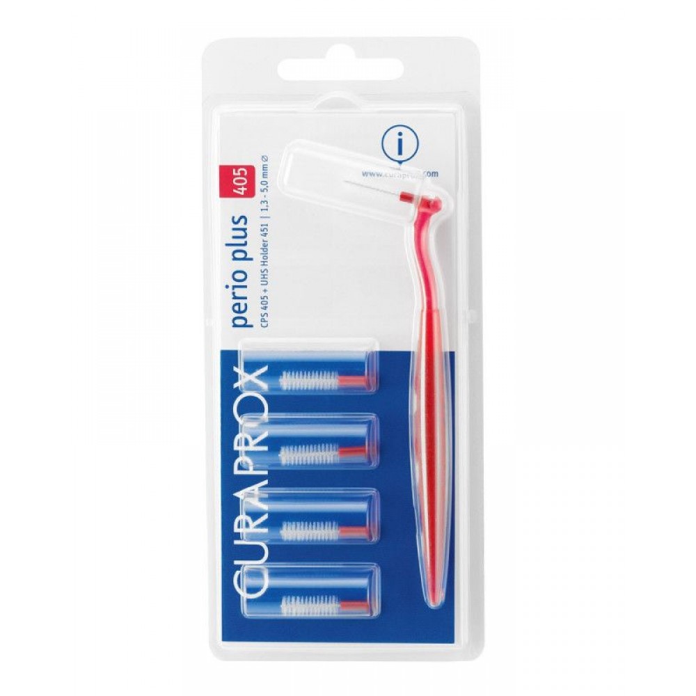 Curaprox Perio Plus 405 Μεσοδόντια Βουρτσάκια Κόκκινο 0.6mm – Απόλυτη Προστασία για Τα Ούλα, με Άνετη Λαβή (5τμχ) Στοματική φροντίδα