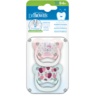 Dr. Brown’s Πιπίλα Πεταλούδα PreVent Ροζ – Επίπεδο 1, 0-6 Μηνών (2τμχ)