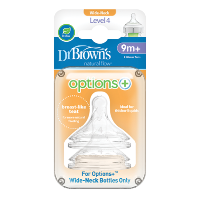Dr. Brown’s Θηλές Options+ Επίπεδο 4 για Μπιμπερό με Φαρδύ Λαιμό – Σετ 2 Τεμαχίων