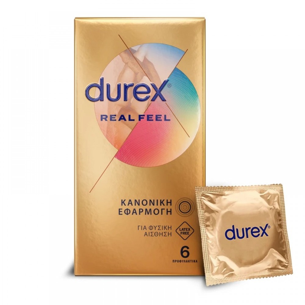 Durex Real Feel Προφυλακτικά Χωρίς Λάτεξ 6τμχ – Πολύ Λεπτά για Απόλυτη Φυσική Αίσθηση Ανδρικά προϊόντα